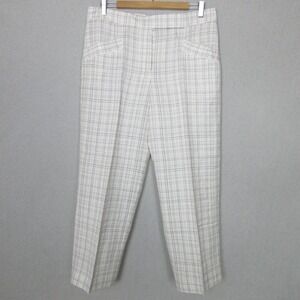 Club Monaco Linen Blend Pants Women's Size 10 Plaid White Black Gray